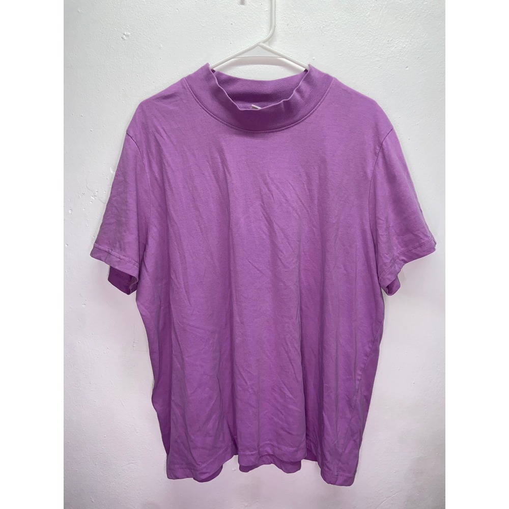 Vintage American Sweetheart 90s Purple Mock Neck Short Sleeve T-Shirt Retro XXL